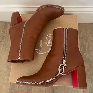 Christian Louboutin zip leather ankle boots 38 brand new with box